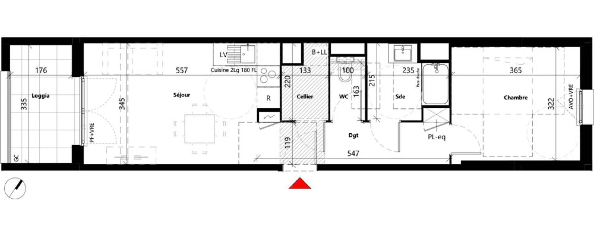 Appartement T2 de 45,35 m2 &agrave; Toulouse Louis plana