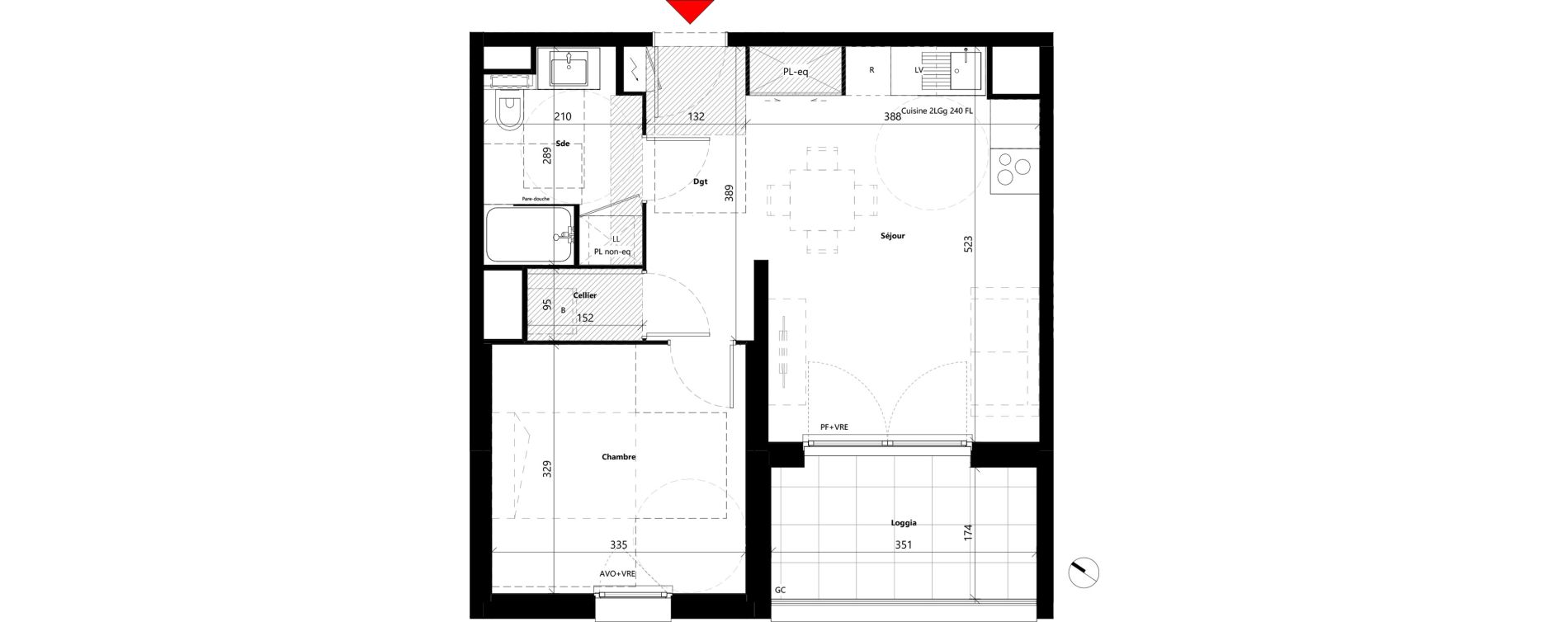 Appartement T2 de 42,00 m2 &agrave; Toulouse Louis plana