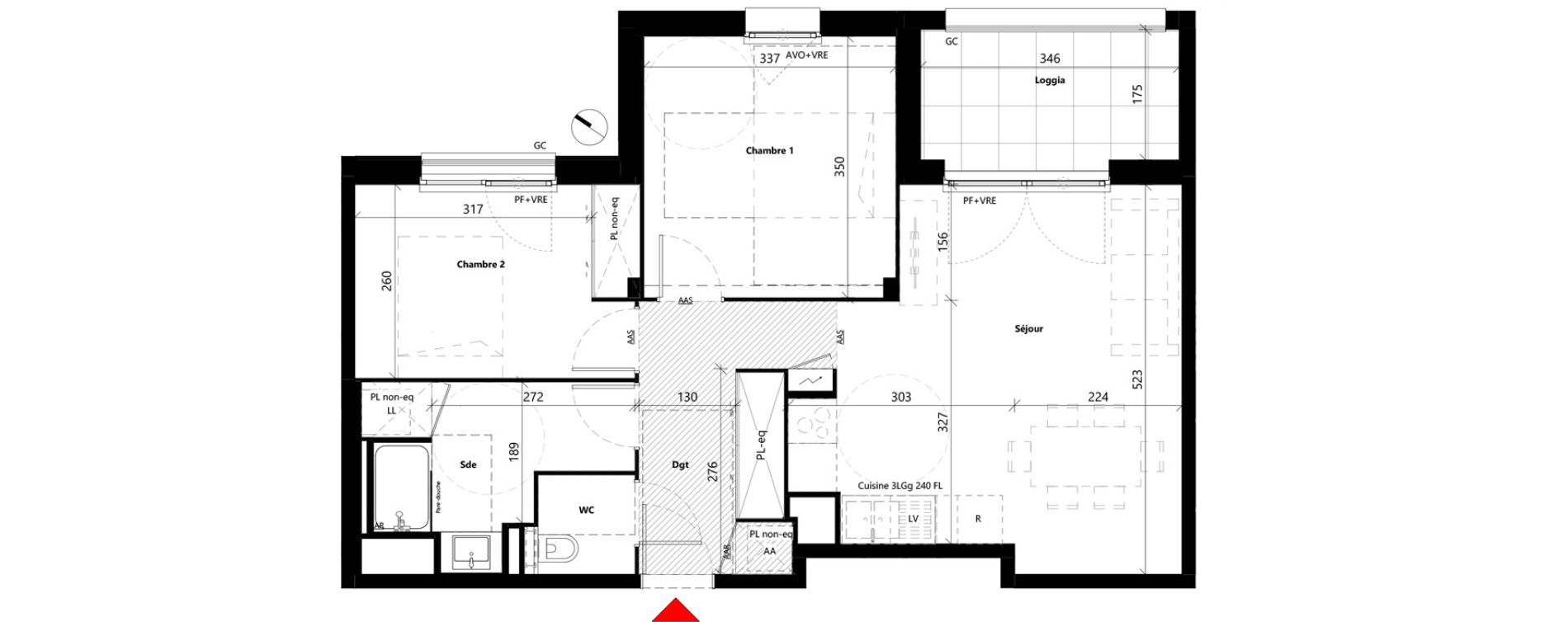 Appartement T3 de 60,23 m2 &agrave; Toulouse Louis plana