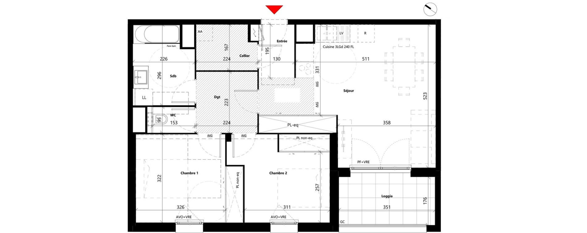 Appartement T3 de 68,12 m2 &agrave; Toulouse Louis plana