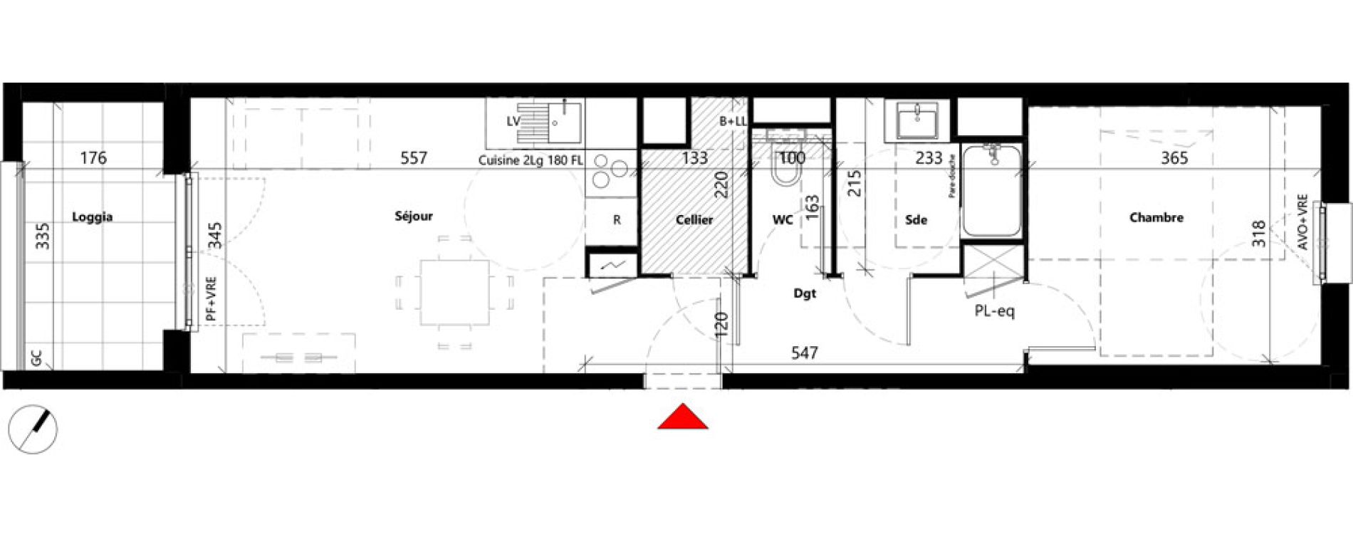 Appartement T2 de 45,32 m2 &agrave; Toulouse Louis plana