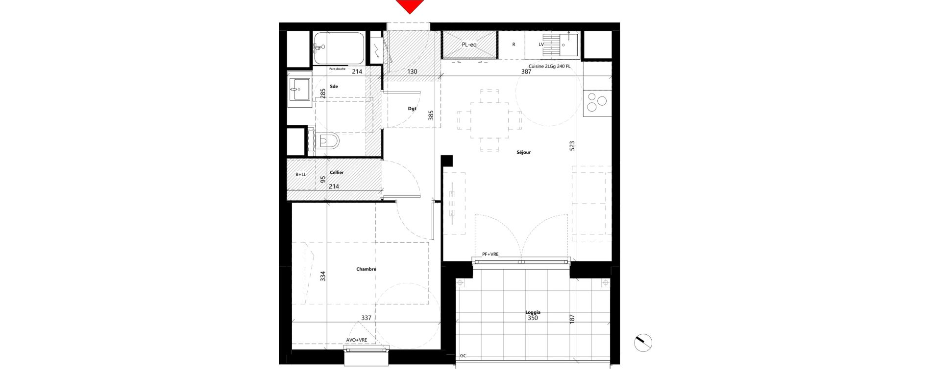 Appartement T2 de 42,58 m2 &agrave; Toulouse Louis plana
