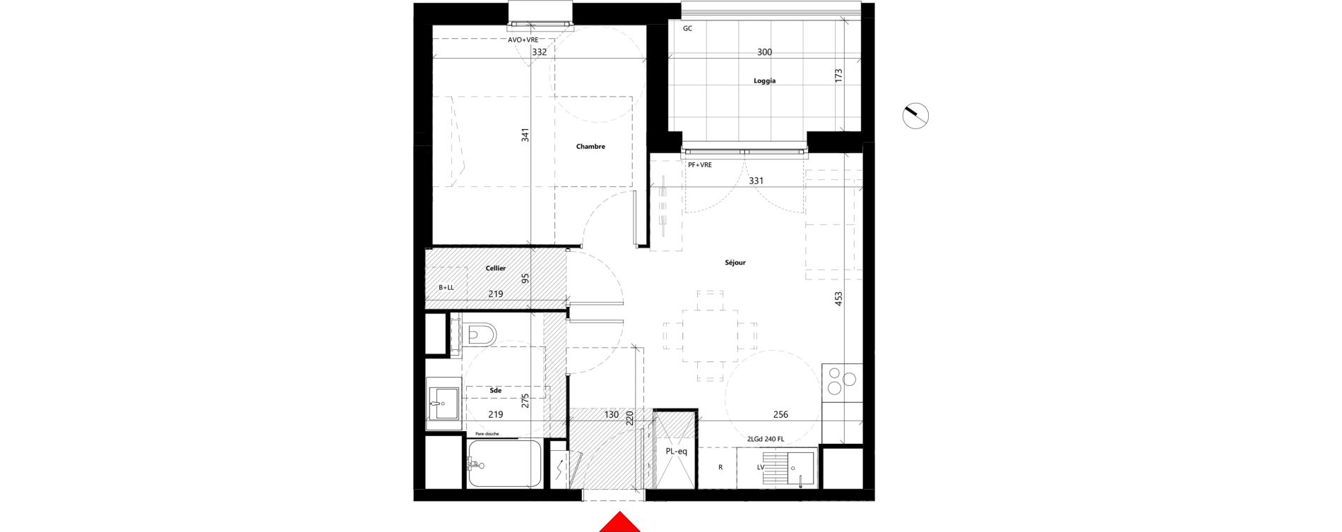 Appartement T2 de 39,56 m2 &agrave; Toulouse Louis plana