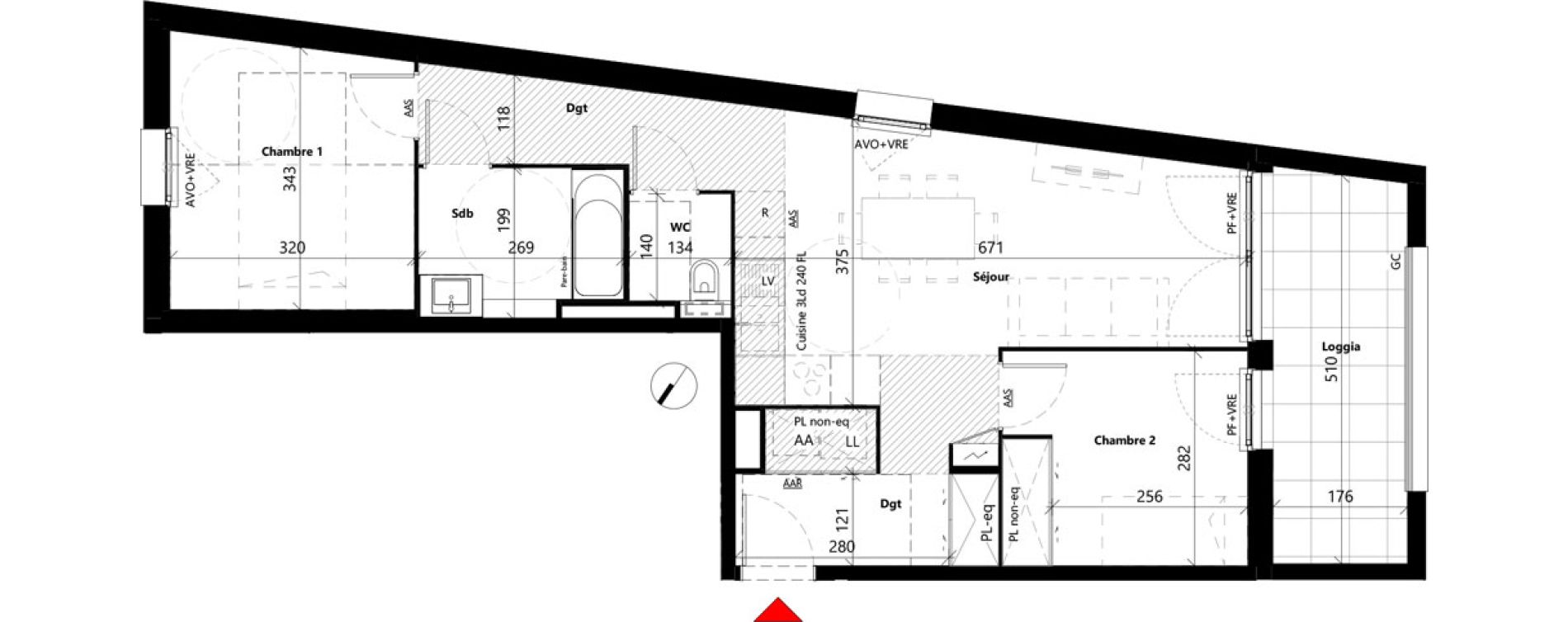 Appartement T3 de 59,32 m2 &agrave; Toulouse Louis plana