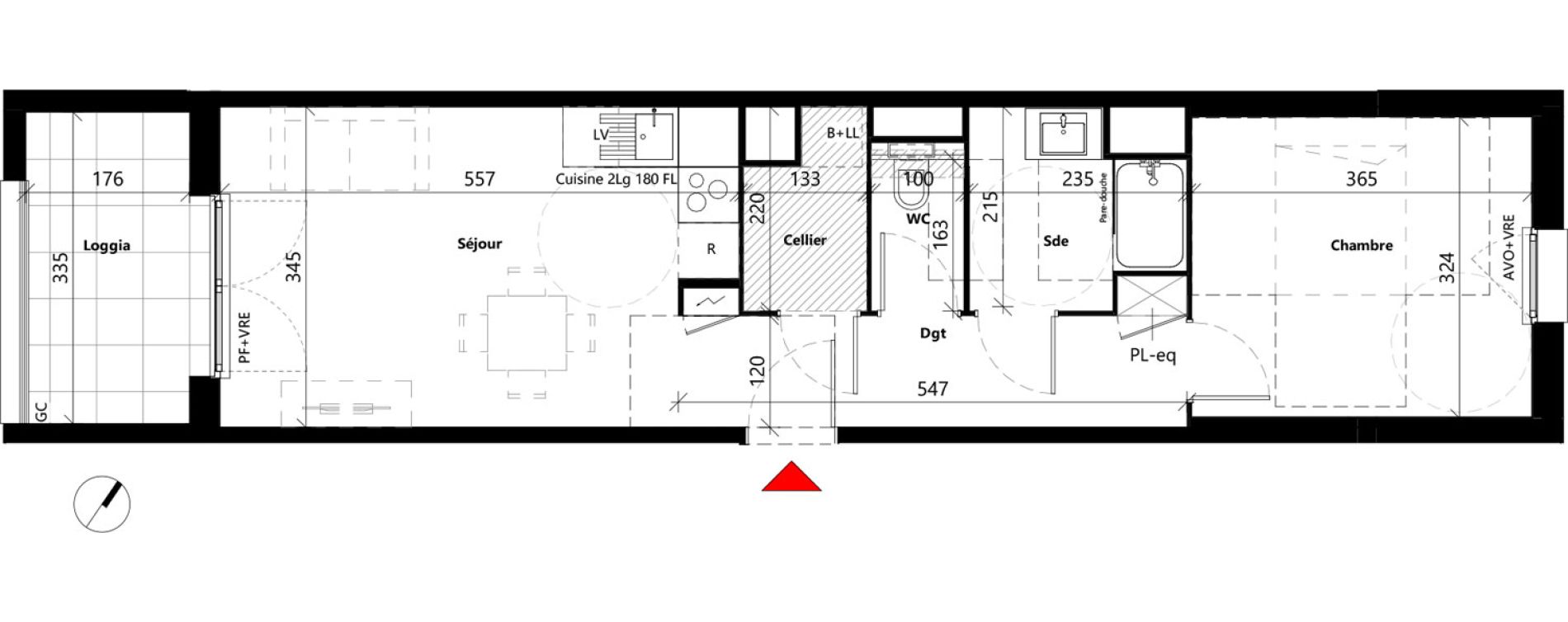 Appartement T2 de 45,29 m2 &agrave; Toulouse Louis plana