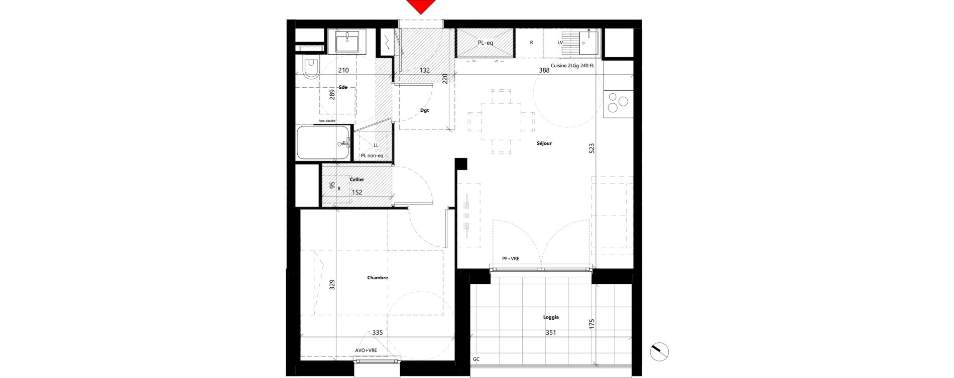 Appartement T2 de 42,42 m2 &agrave; Toulouse Louis plana