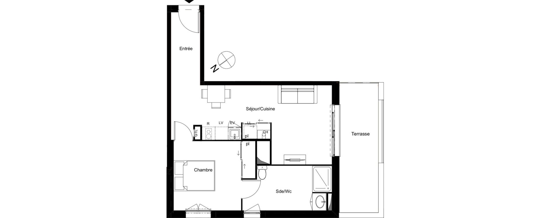 Appartement T2 de 44,70 m2 &agrave; Toulouse Lardenne