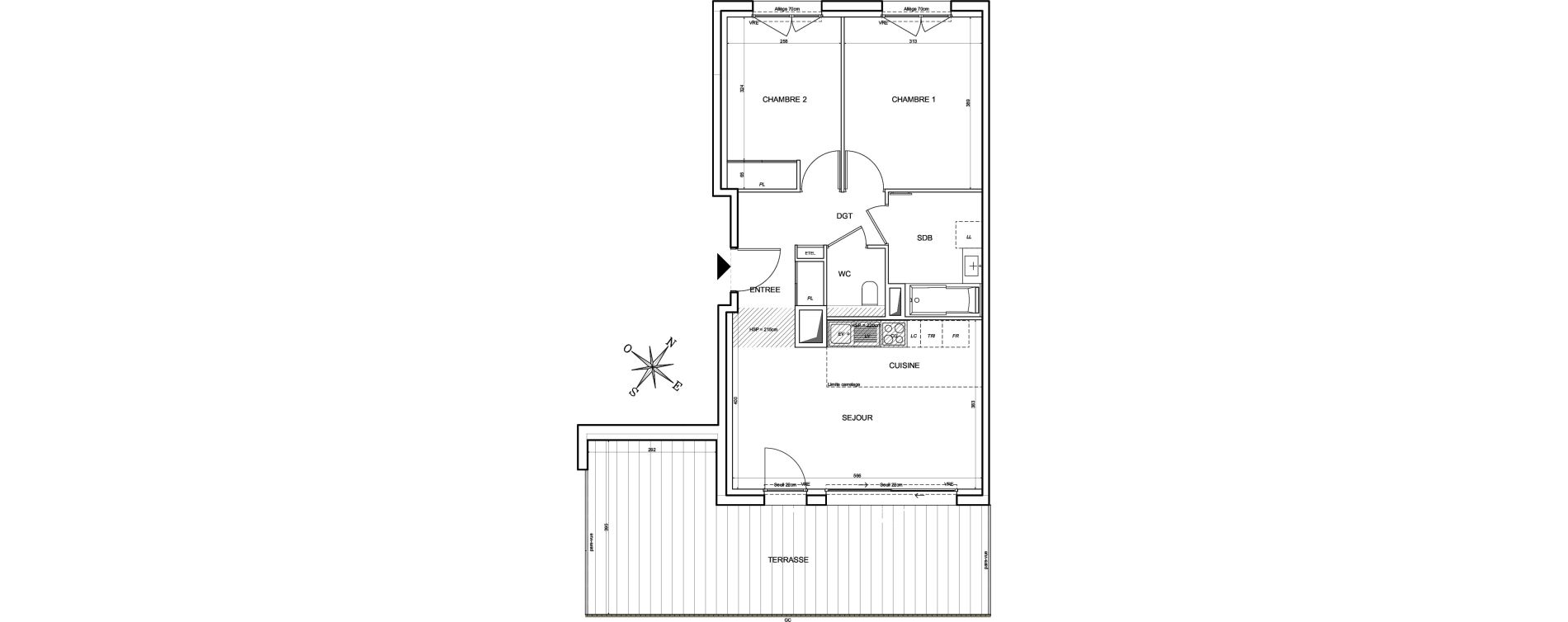 Appartement T3 de 58,20 m2 &agrave; Toulouse Guillaumet