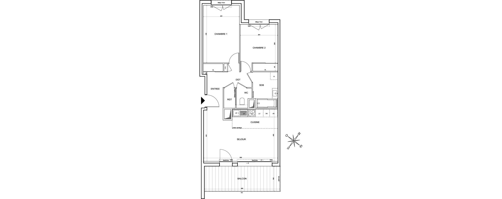 Appartement T3 de 62,60 m2 &agrave; Toulouse Guillaumet