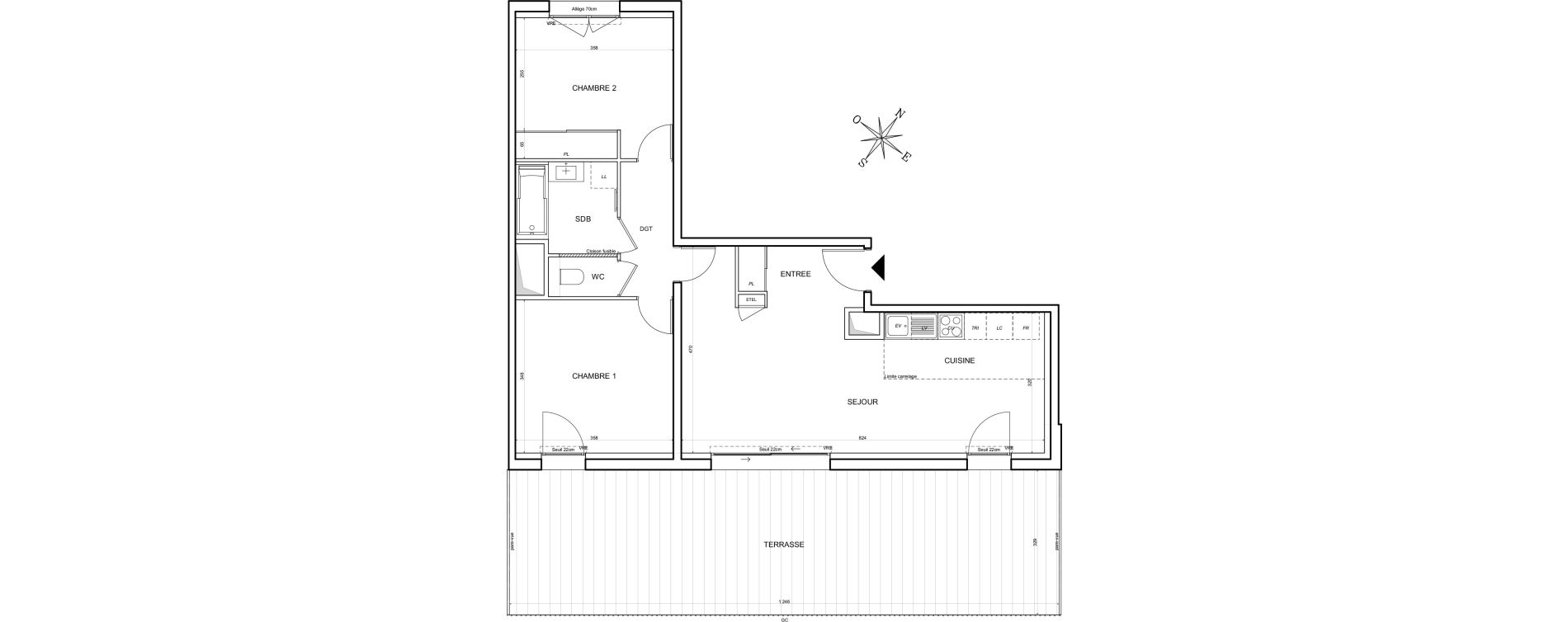 Appartement T3 de 65,20 m2 &agrave; Toulouse Guillaumet