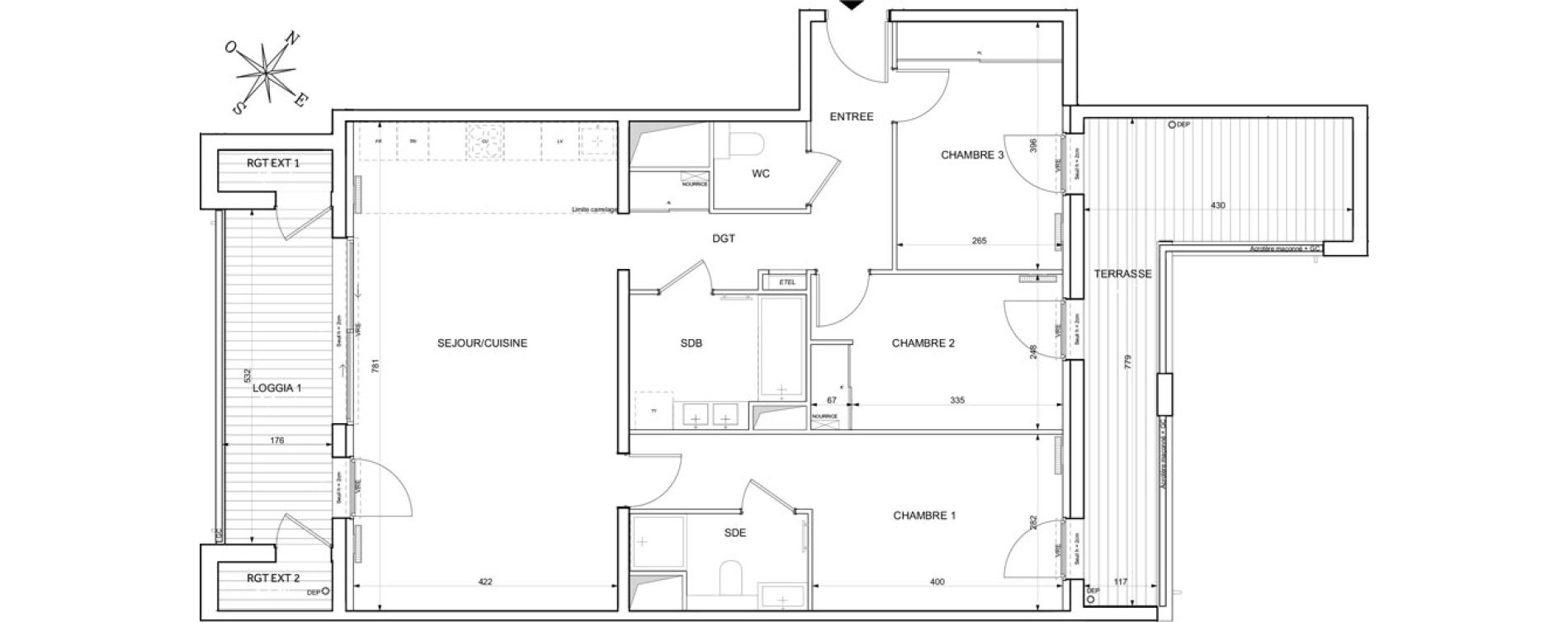 Appartement T4 de 89,04 m2 &agrave; Toulouse Guillaumet