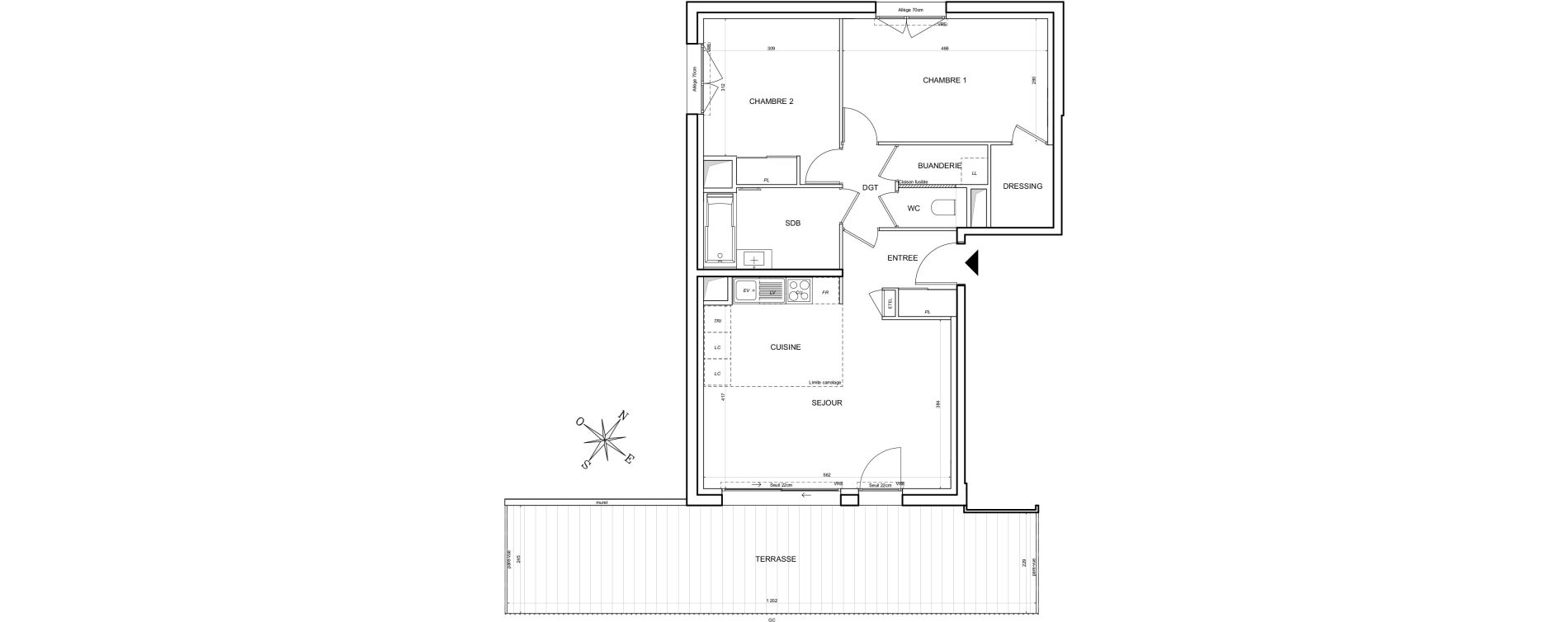 Appartement T3 de 67,10 m2 &agrave; Toulouse Guillaumet
