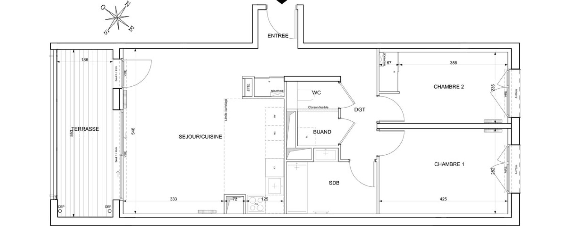 Appartement T3 de 66,65 m2 &agrave; Toulouse Guillaumet
