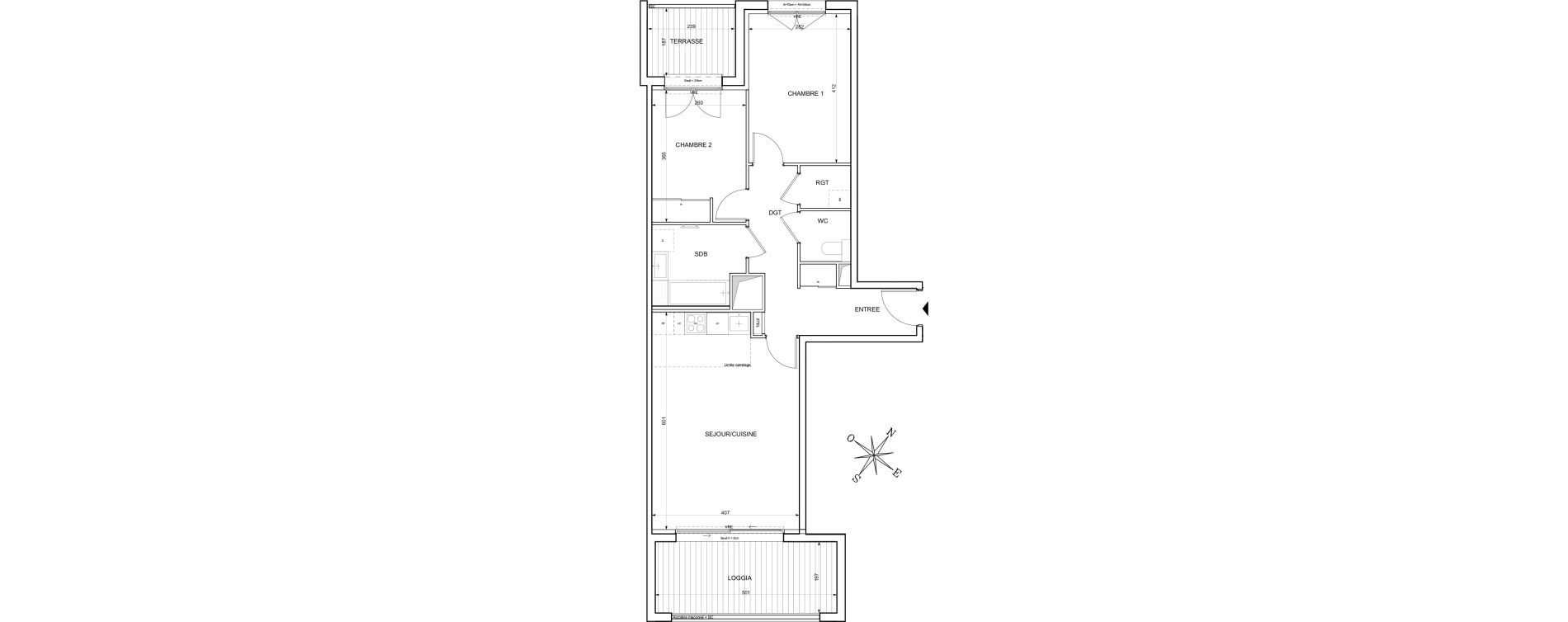 Appartement T3 de 64,10 m2 &agrave; Toulouse Guillaumet