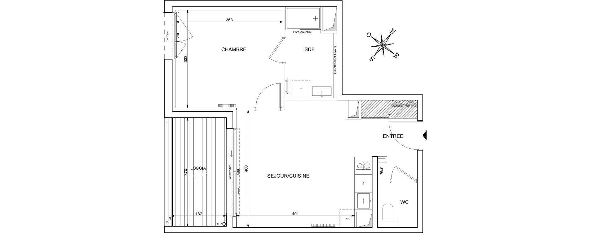 Appartement T2 de 41,65 m2 &agrave; Toulouse Guillaumet