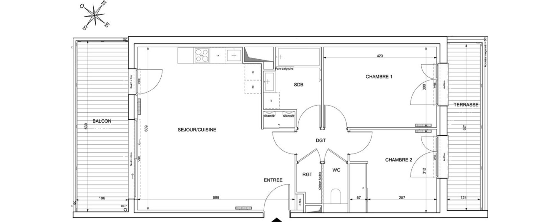 Appartement T3 de 65,65 m2 &agrave; Toulouse Guillaumet