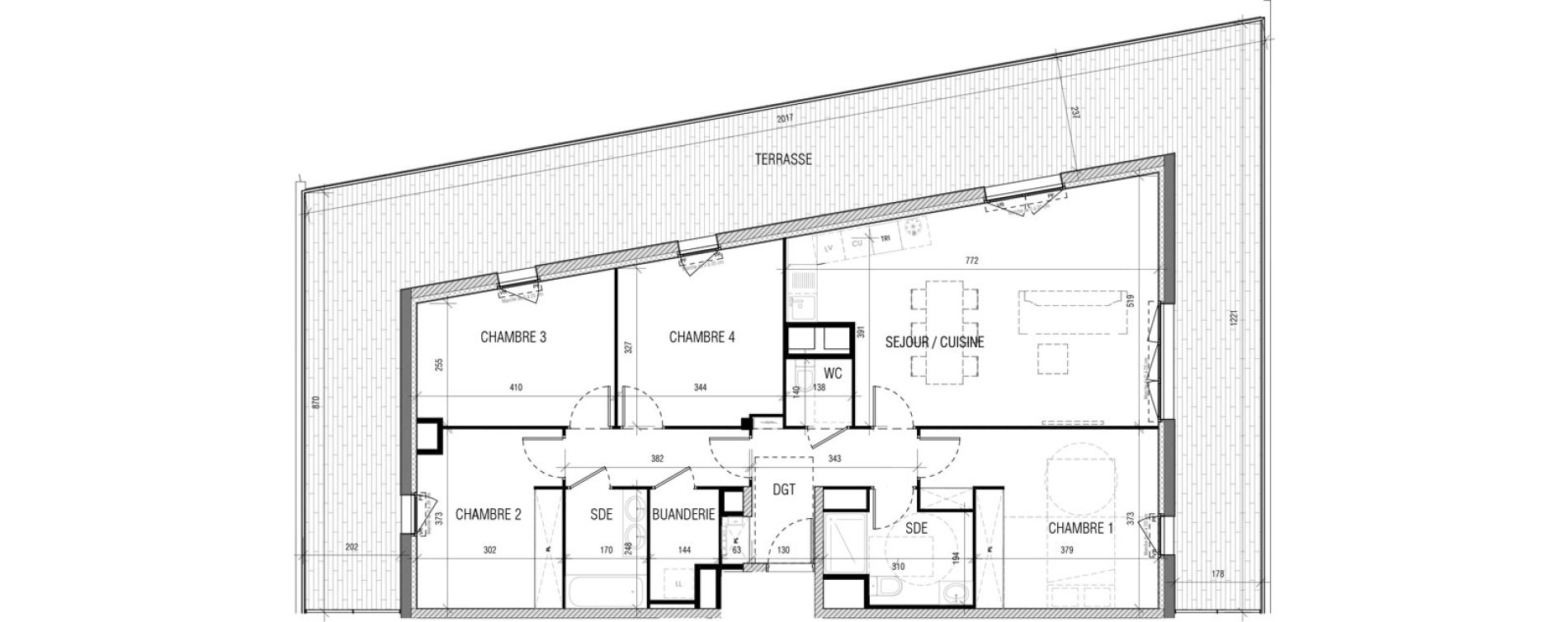 Appartement T5 de 109,80 m2 &agrave; Toulouse Cartoucherie