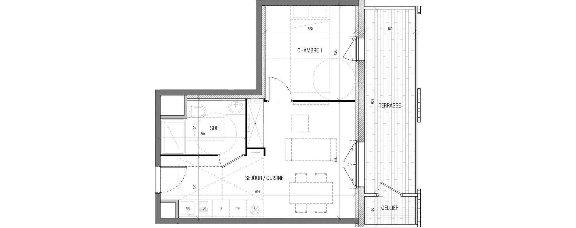 Appartement T2 de 38,60 m2 &agrave; Toulouse Cartoucherie