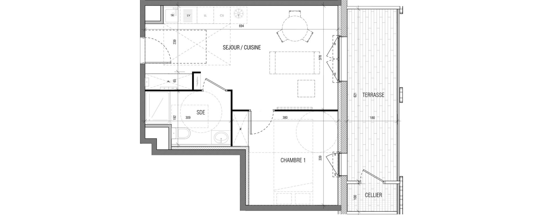 Appartement T2 de 40,10 m2 &agrave; Toulouse Cartoucherie