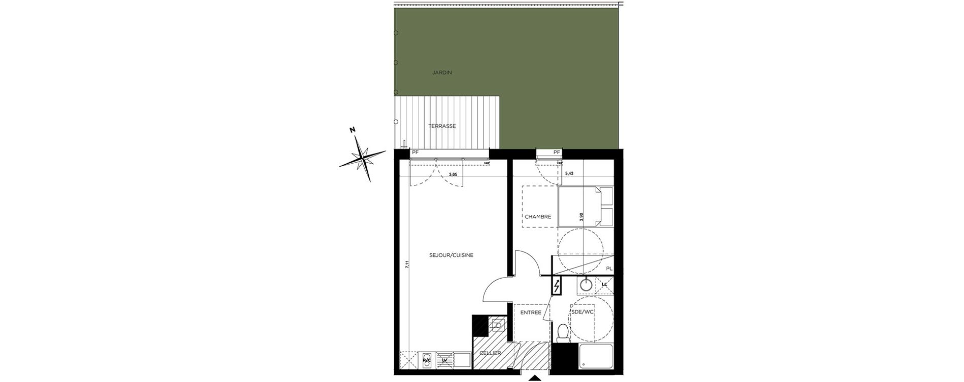 Appartement T2 de 48,41 m2 &agrave; Toulouse Minimes