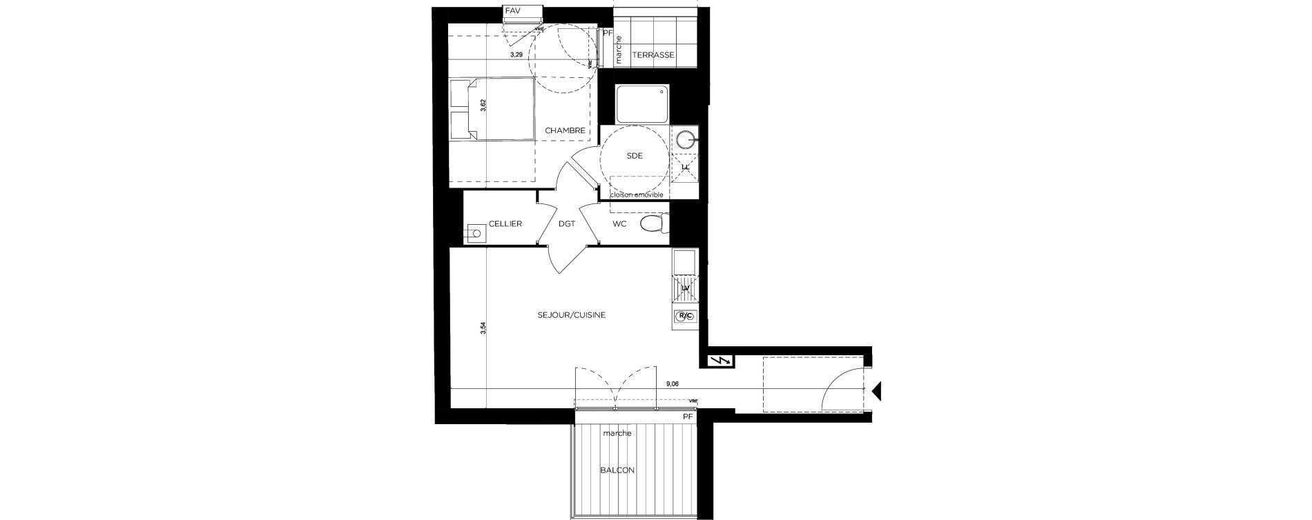 Appartement T2 de 45,20 m2 &agrave; Toulouse Minimes