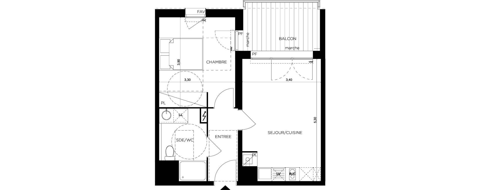 Appartement T2 de 40,11 m2 &agrave; Toulouse Minimes