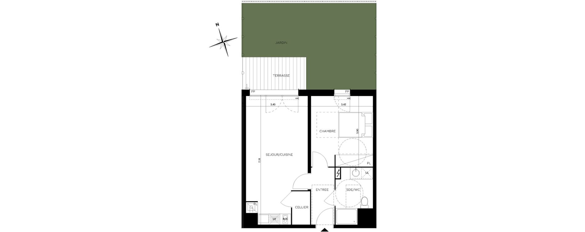 Appartement T2 de 46,82 m2 &agrave; Toulouse Minimes