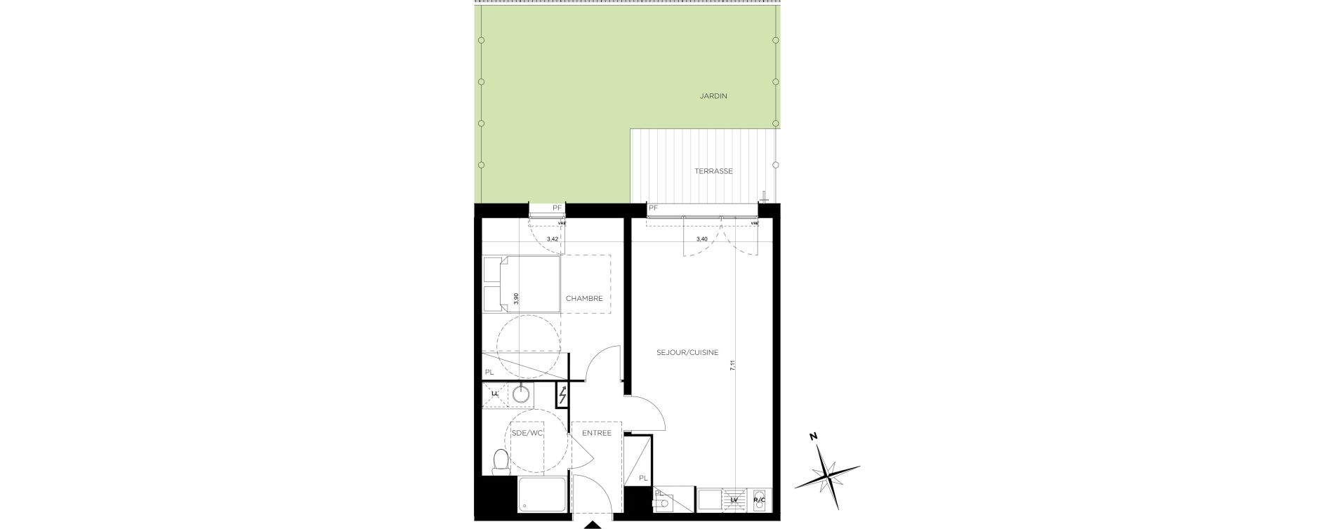Appartement T2 de 46,92 m2 &agrave; Toulouse Minimes
