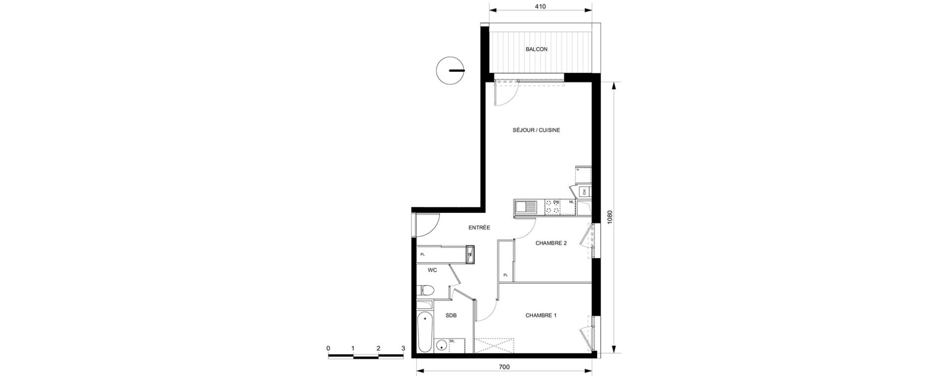 Appartement T3 de 59,30 m2 &agrave; Toulouse Croix daurade
