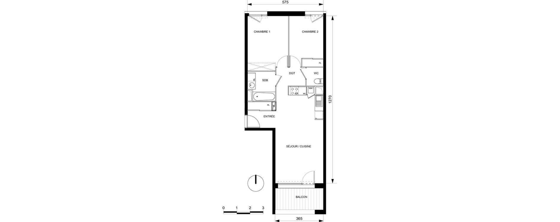 Appartement T3 de 62,20 m2 &agrave; Toulouse Croix daurade