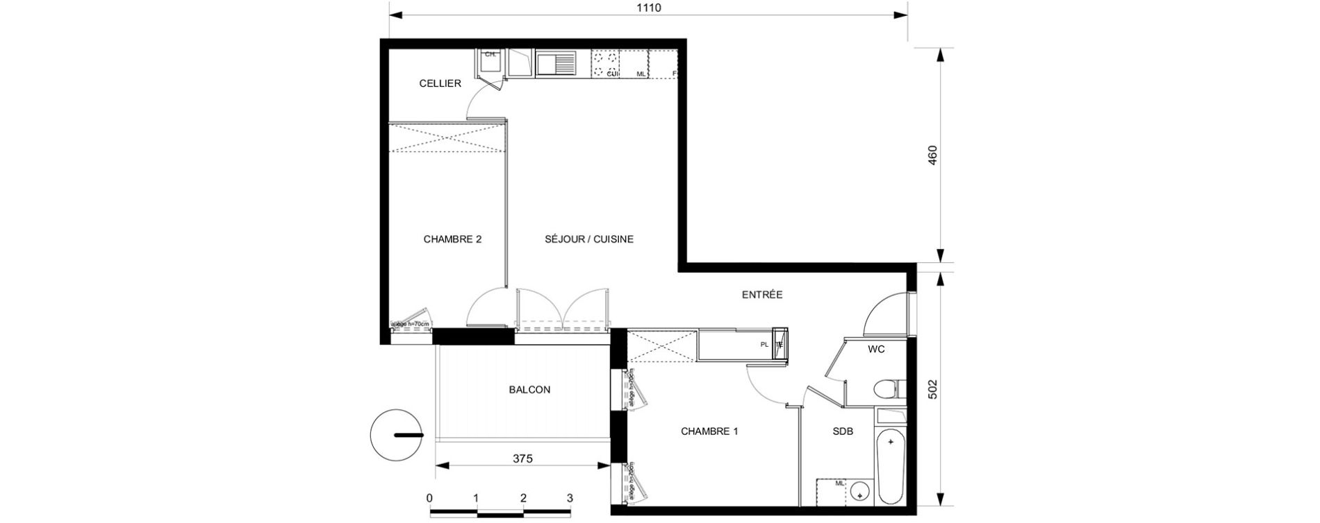 Appartement T3 de 63,50 m2 &agrave; Toulouse Croix daurade