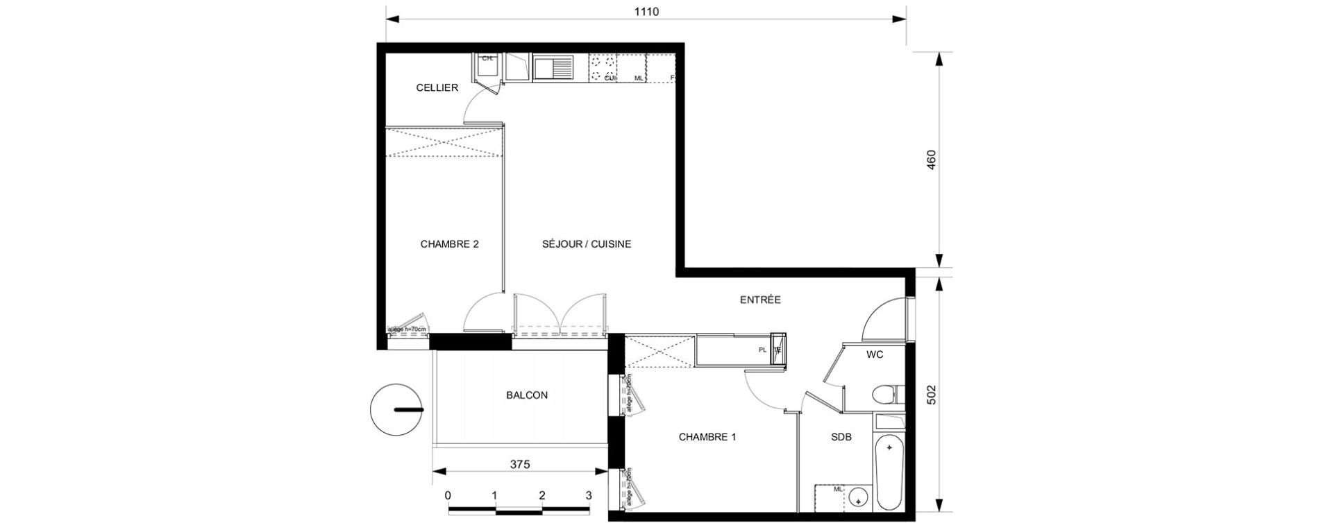 Appartement T3 de 63,50 m2 &agrave; Toulouse Croix daurade