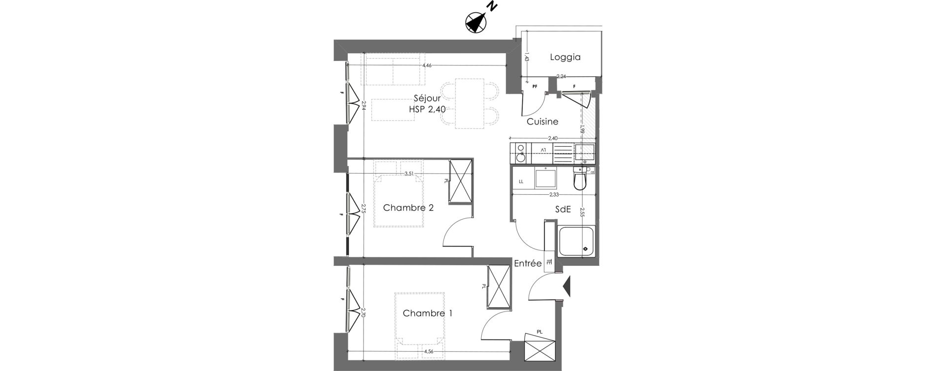 Appartement T3 de 52,10 m2 &agrave; Toulouse Toulouse roseraie