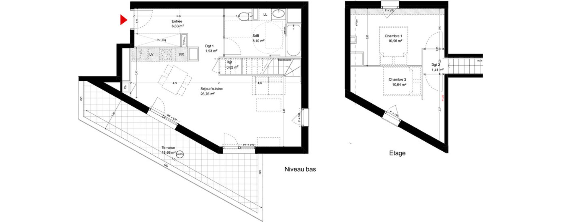 Appartement T3 de 69,25 m2 &agrave; Toulouse Mirail-universit&eacute; - reynerie - bellefontaine