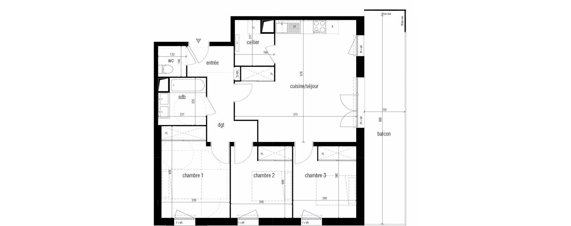 Appartement T4 de 79,05 m2 &agrave; Toulouse Malep&egrave;re