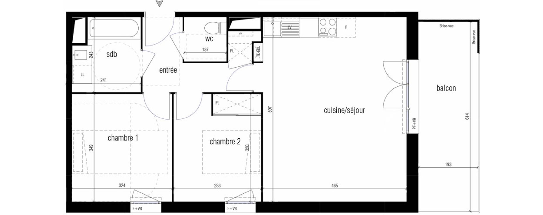 Appartement T3 de 62,29 m2 &agrave; Toulouse Malep&egrave;re