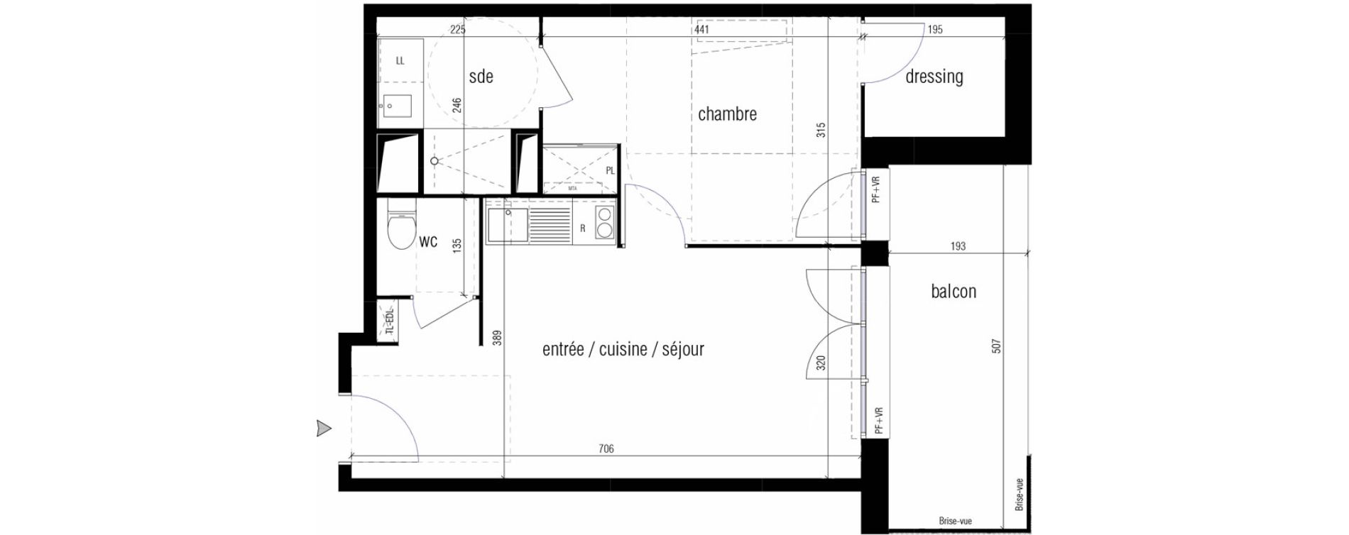 Appartement T2 de 45,01 m2 &agrave; Toulouse Malep&egrave;re