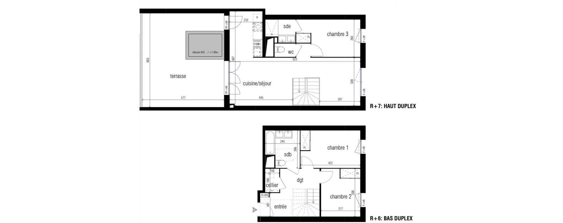 Duplex T4 de 91,89 m2 &agrave; Toulouse Malep&egrave;re