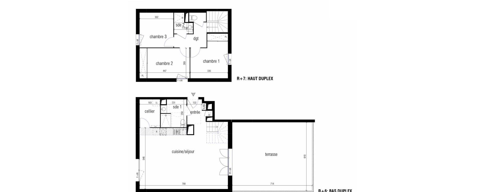 Duplex T4 de 96,06 m2 &agrave; Toulouse Malep&egrave;re