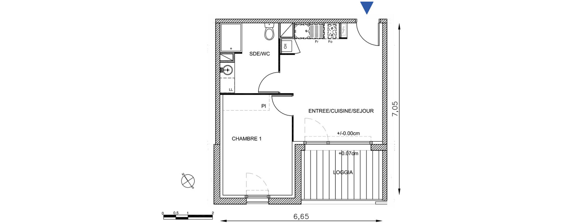 Appartement T2 de 36,90 m2 &agrave; Toulouse Guilhermy