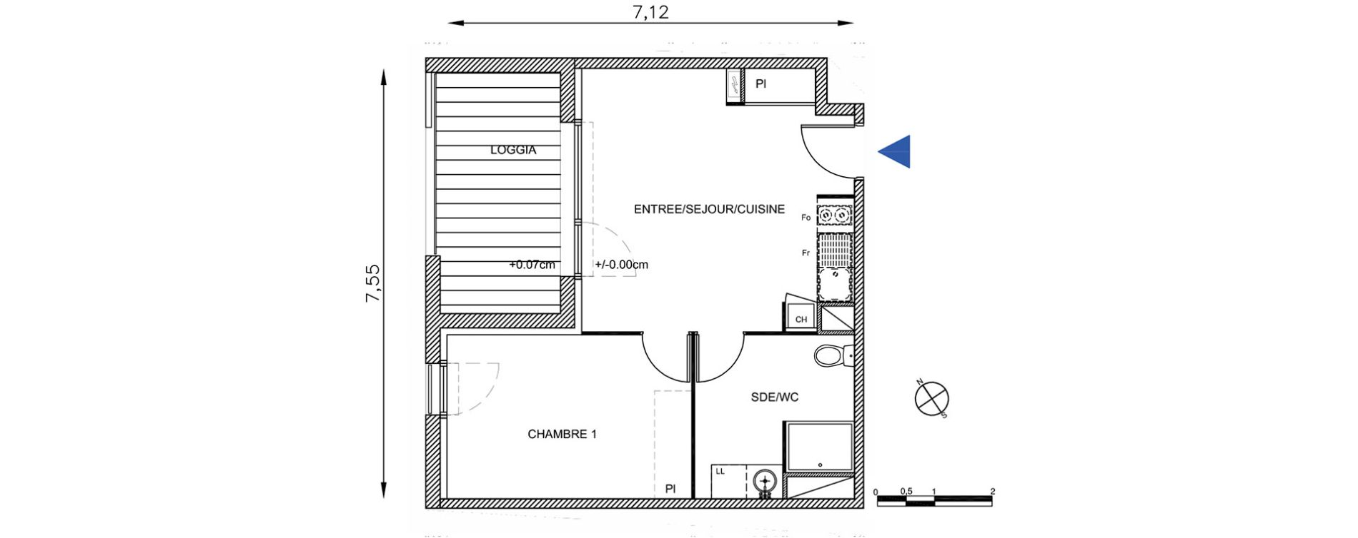 Appartement T2 de 40,55 m2 &agrave; Toulouse Guilhermy