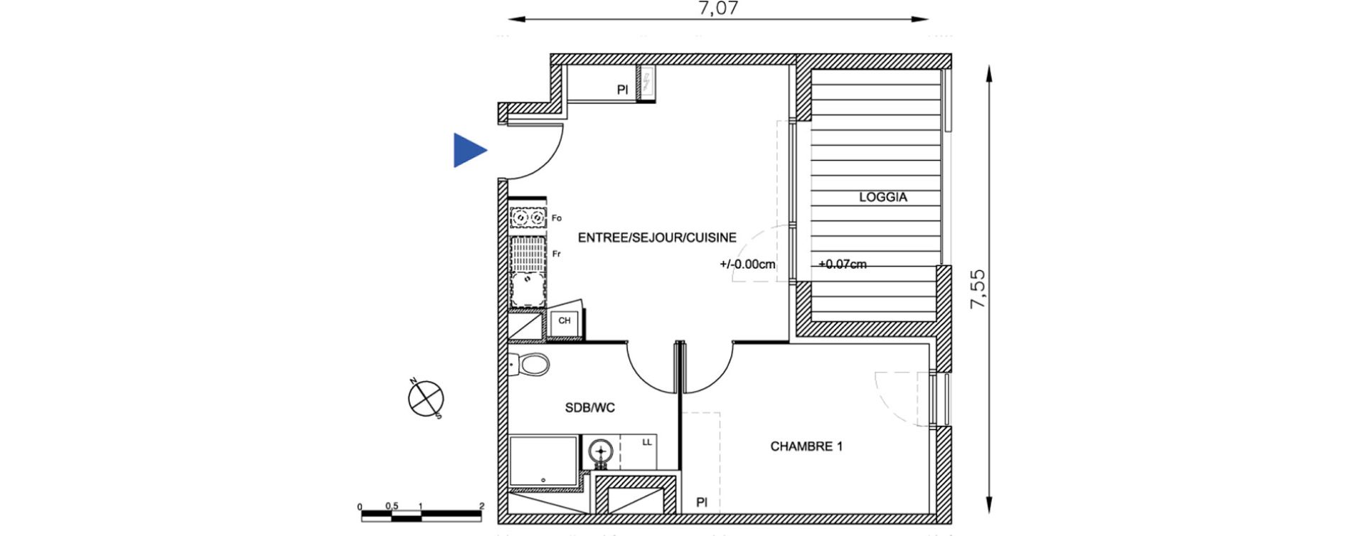 Appartement T2 de 38,70 m2 &agrave; Toulouse Guilhermy