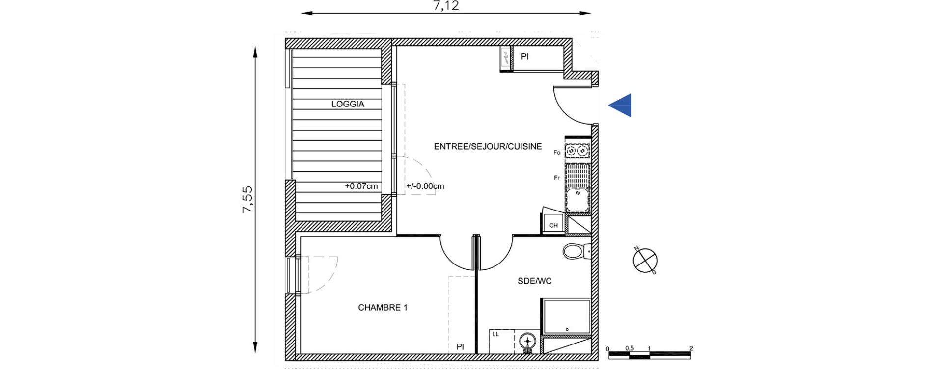 Appartement T2 de 40,55 m2 &agrave; Toulouse Guilhermy