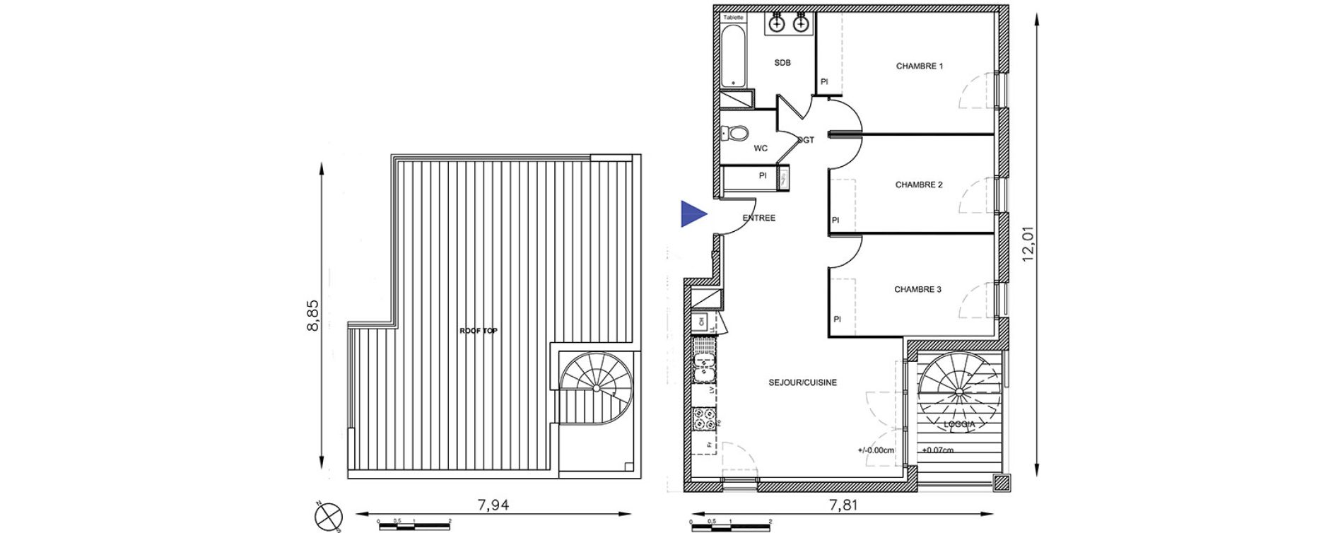 Appartement T4 de 77,25 m2 &agrave; Toulouse Guilhermy