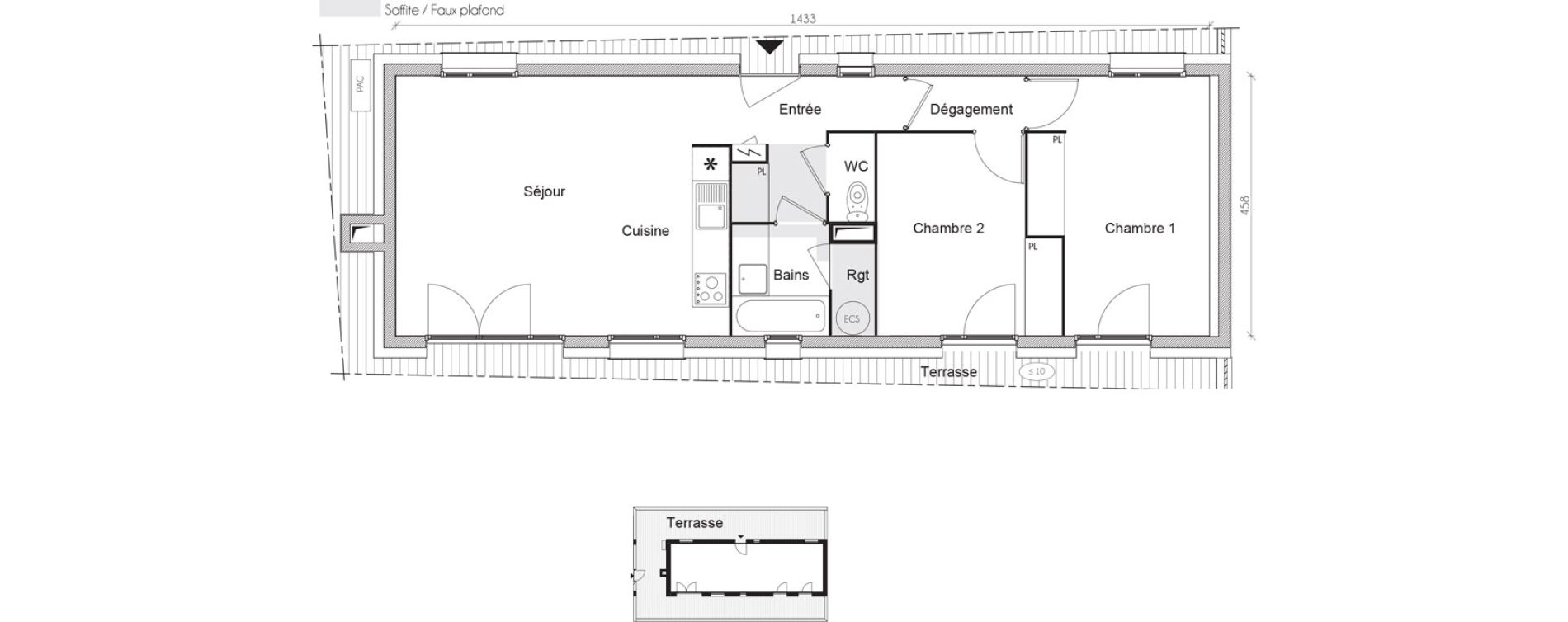 Appartement T3 de 64,04 m2 &agrave; Toulouse Saint-martin-du-touch