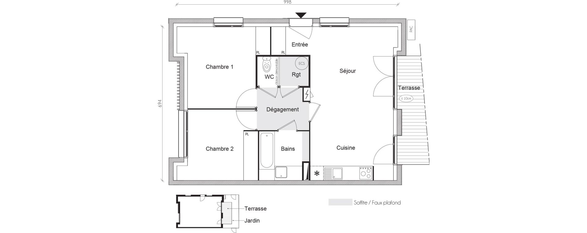 Appartement T3 de 63,71 m2 &agrave; Toulouse Saint-martin-du-touch