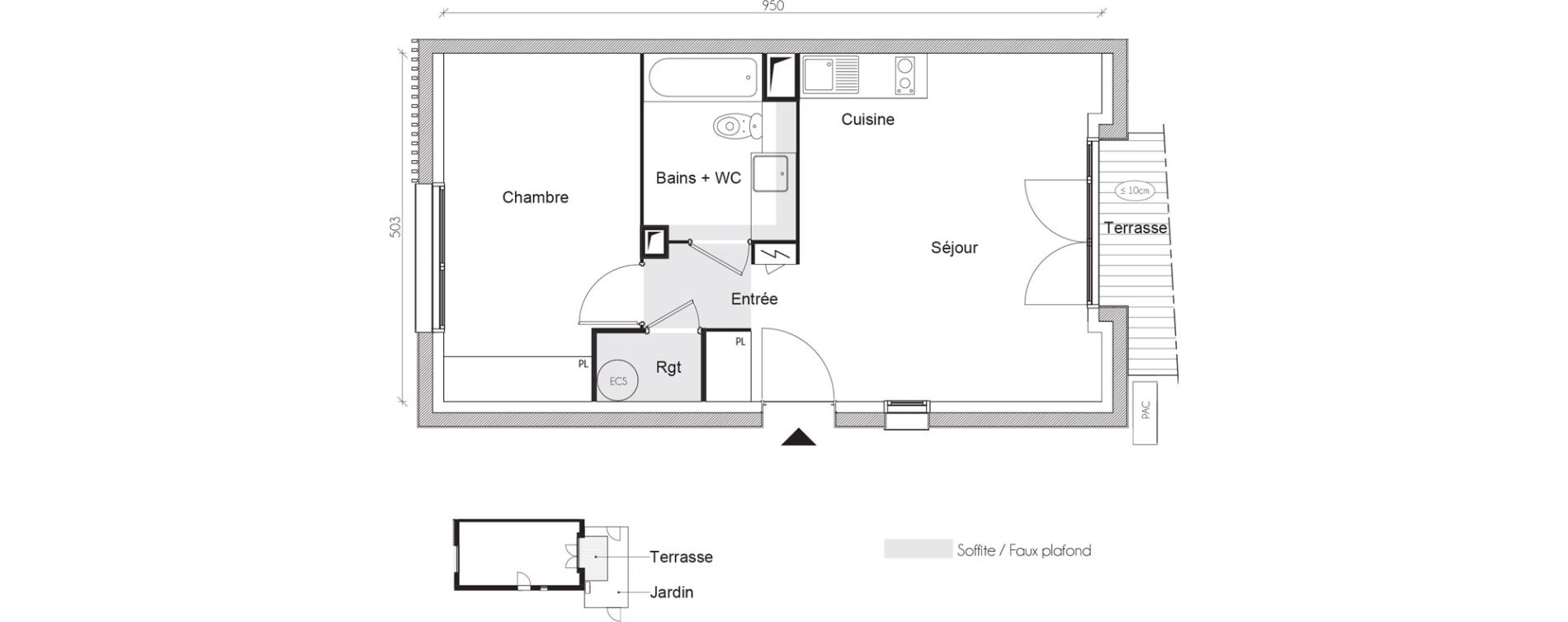 Appartement T2 de 45,68 m2 &agrave; Toulouse Saint-martin-du-touch