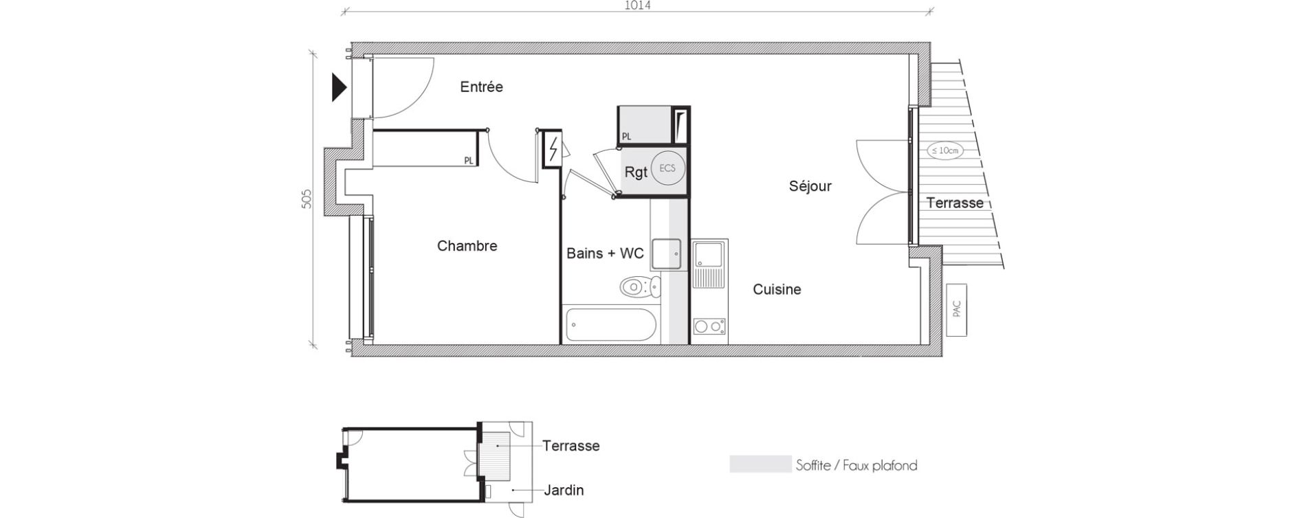 Appartement T2 de 46,12 m2 &agrave; Toulouse Saint-martin-du-touch