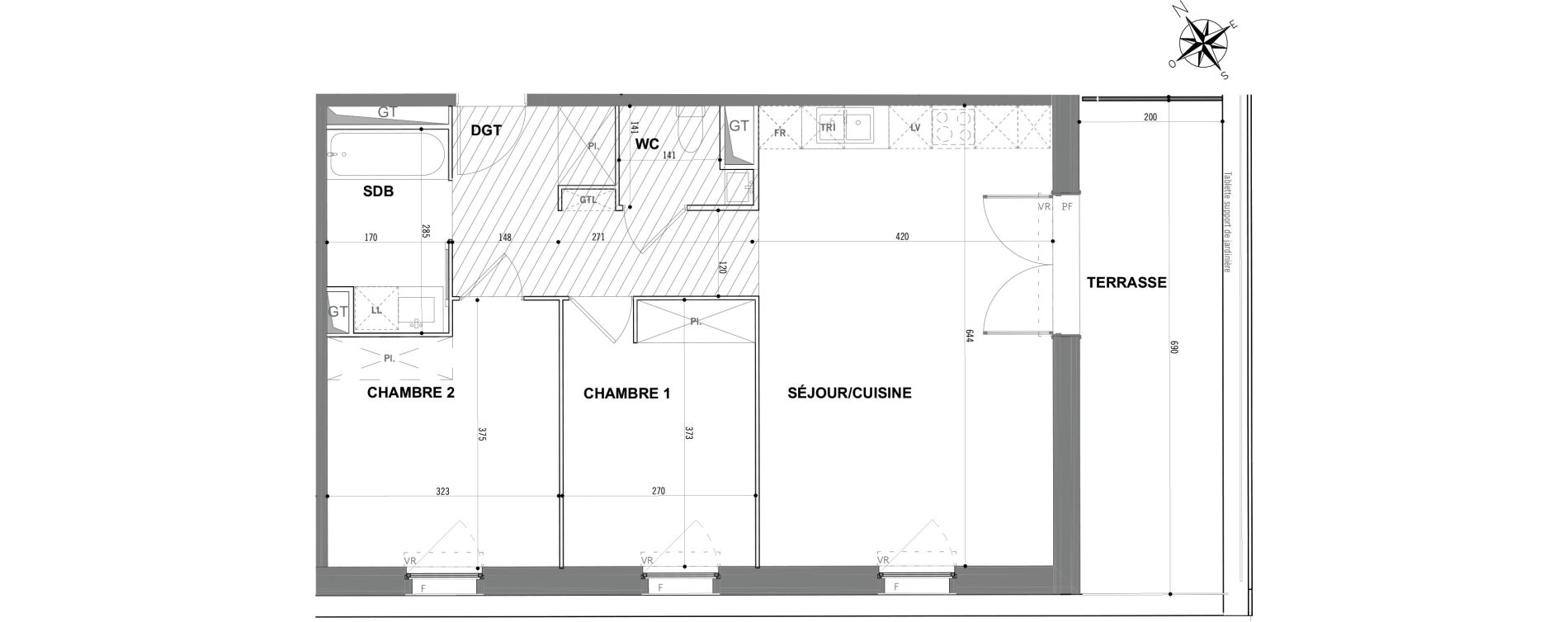Appartement T3 de 62,60 m2 &agrave; Toulouse Saint-martin-du-touch