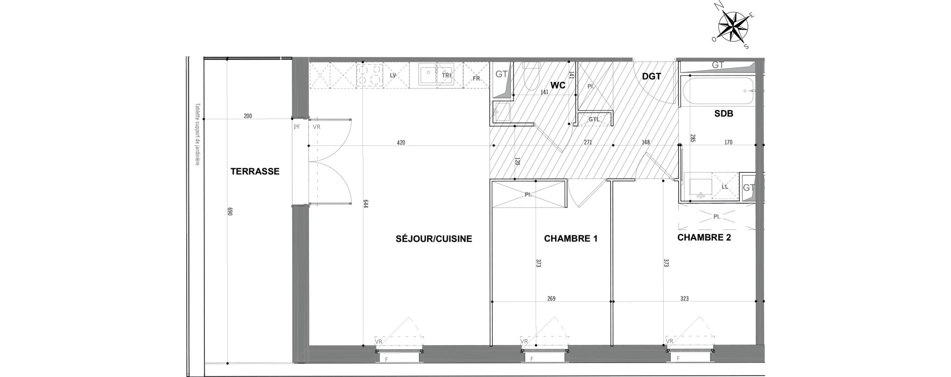 Appartement T3 de 62,60 m2 &agrave; Toulouse Saint-martin-du-touch